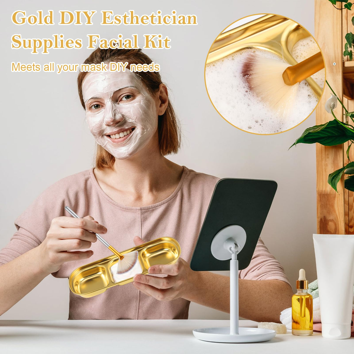 DLUGOPIS brush applying mask to face, precise hygienic application benefit