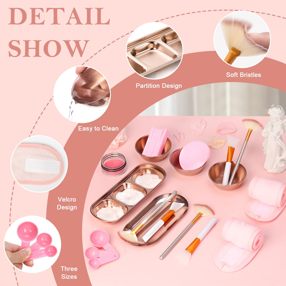 DLUGOPIS fan brush and applicator brush detail for smooth mask application
