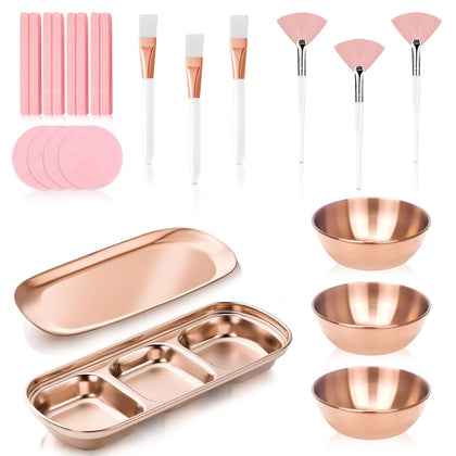 DLUGOPIS front view of full rose gold esthetician kit for elegant organization