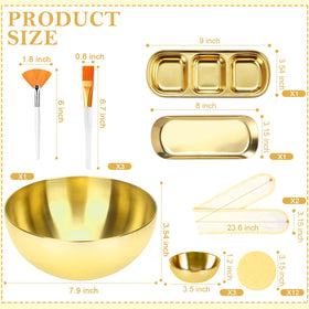 DLUGOPIS close-up of gold stainless steel mixing bowls for clean, stable mask mixing