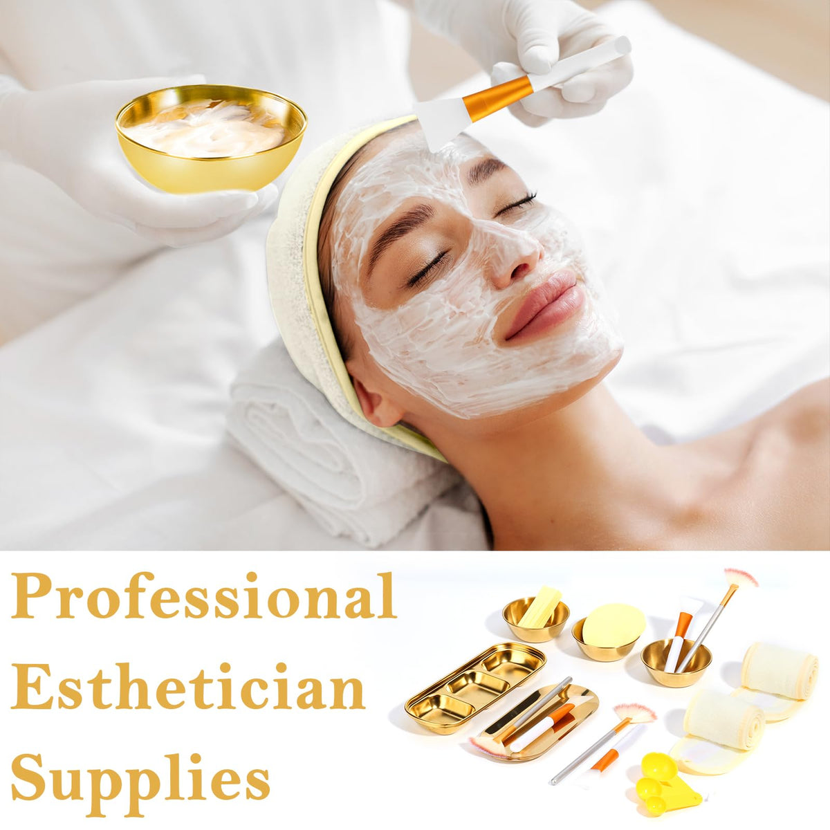 DLUGOPIS skincare tray holding bowls and brushes for tidy workstation and quick access