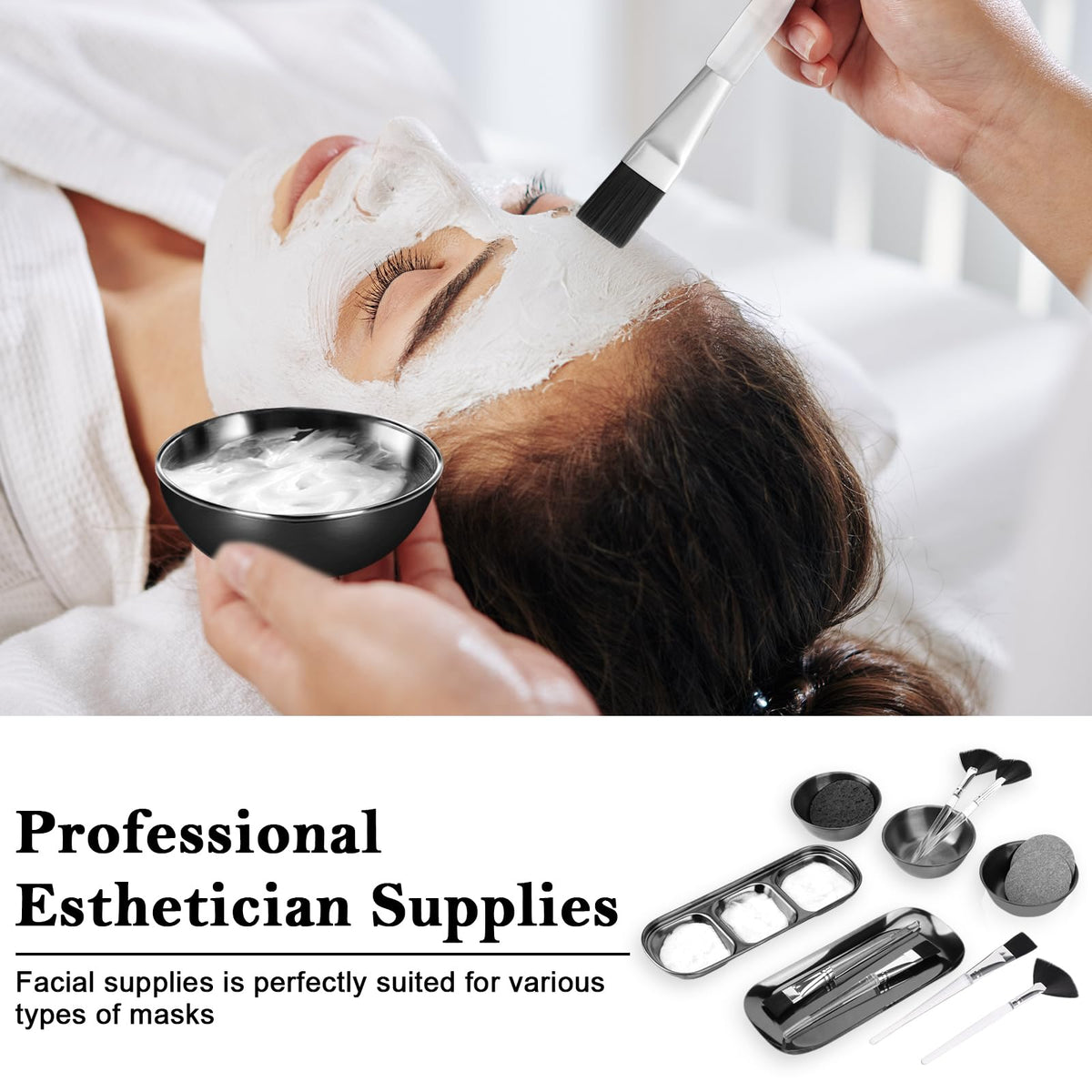 DLUGOPIS skincare tray with bowls and brushes neatly arranged, prevents spills and clutter