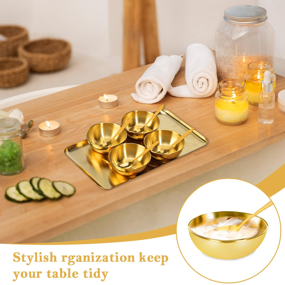 DLUGOPIS tray with bowls and spoons arranged for neat treatment setup and accessibility