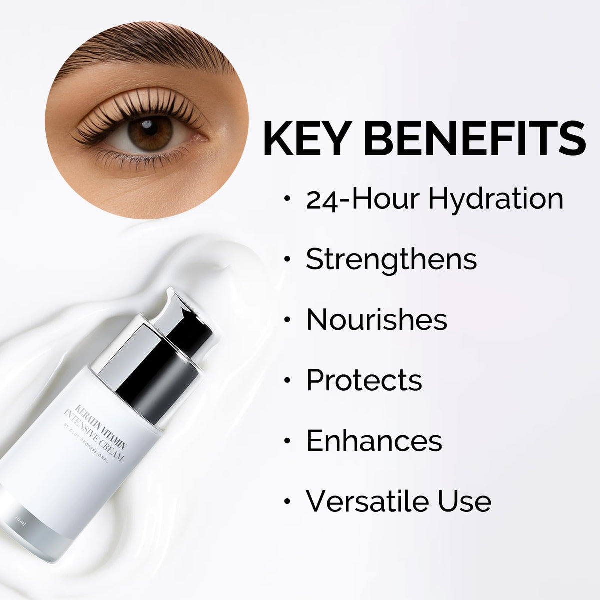 DLUX PROFESSIONAL application on lashes demonstrating protection and smoothing