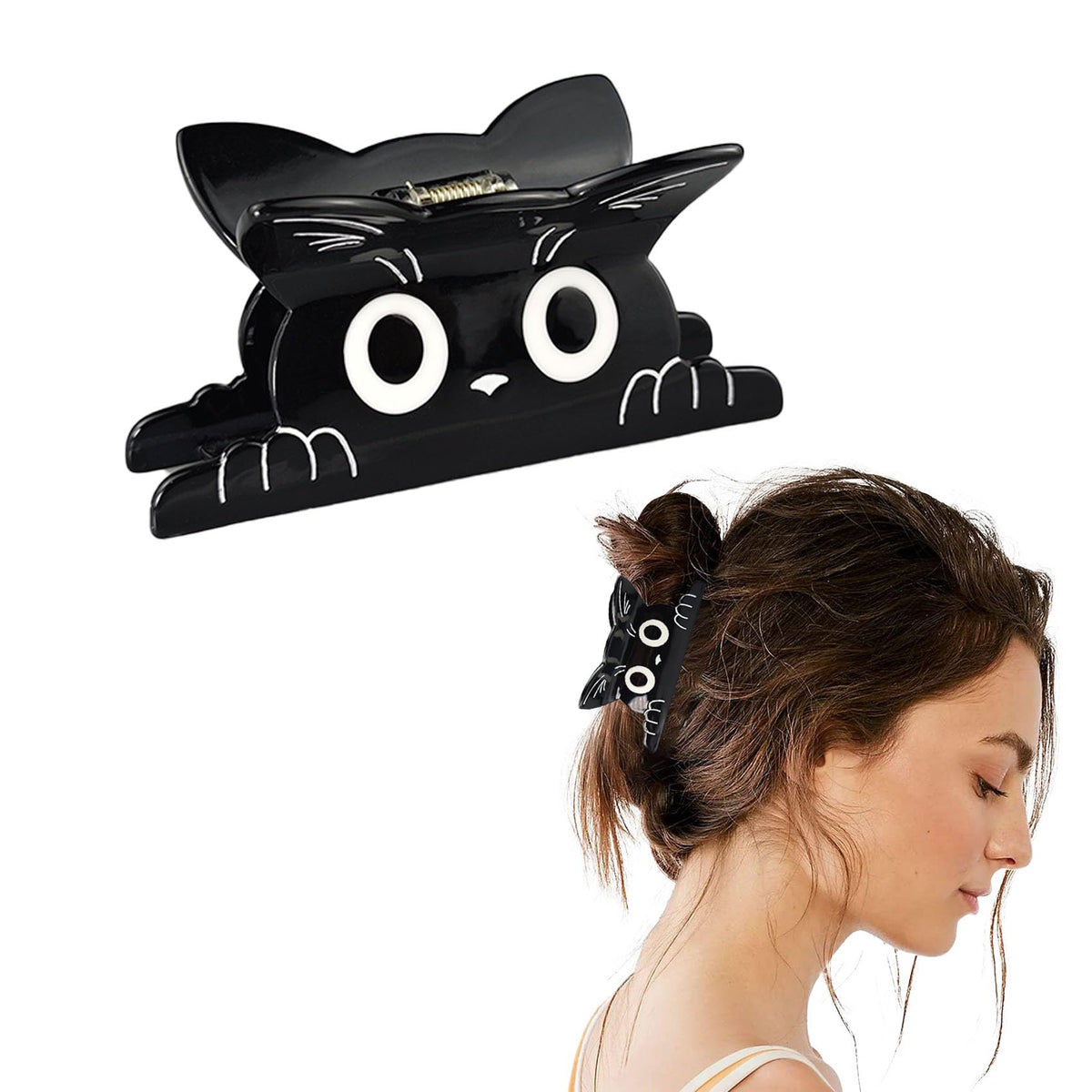 DMJHJY front view of blue cat claw clip showing playful design and secure hold