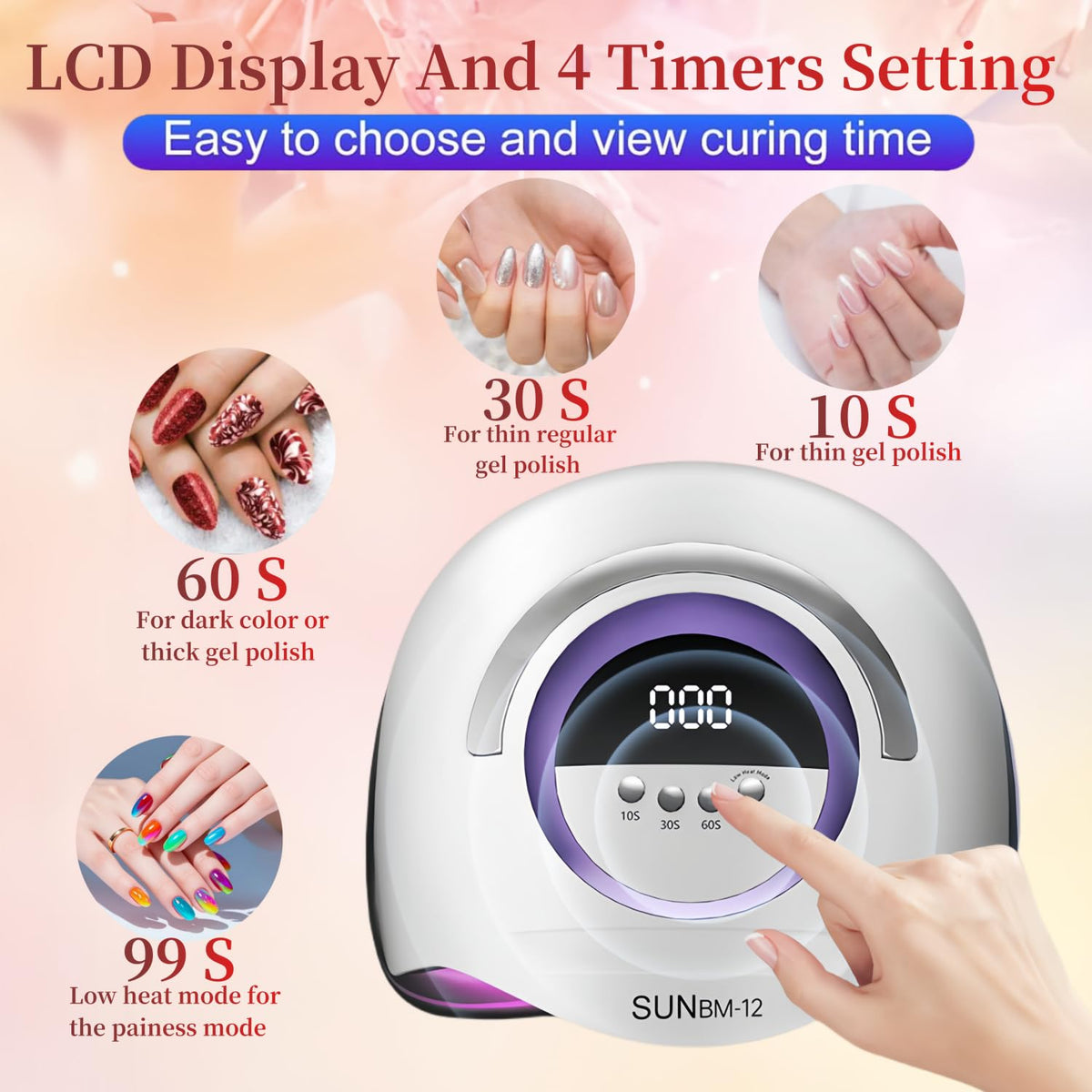 DMJWAN lamp curing a hand to show full interior space and benefit