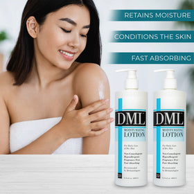 DML bottles on bathroom counter suggesting everyday convenient use benefit