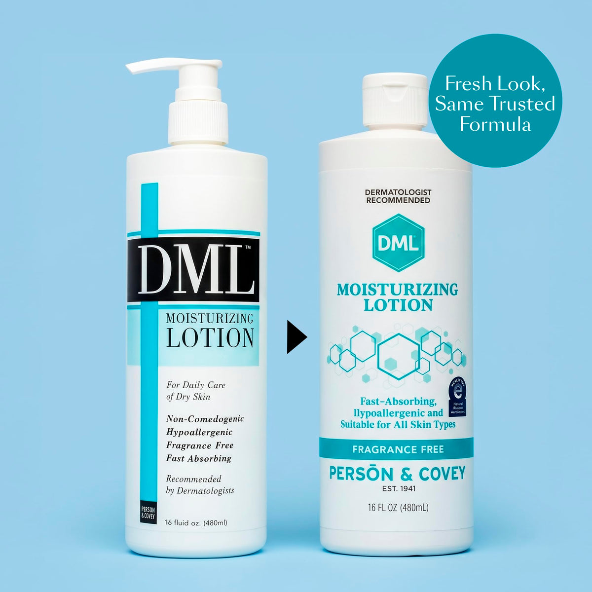 DML lotion creamy texture close-up demonstrating fast absorption benefit