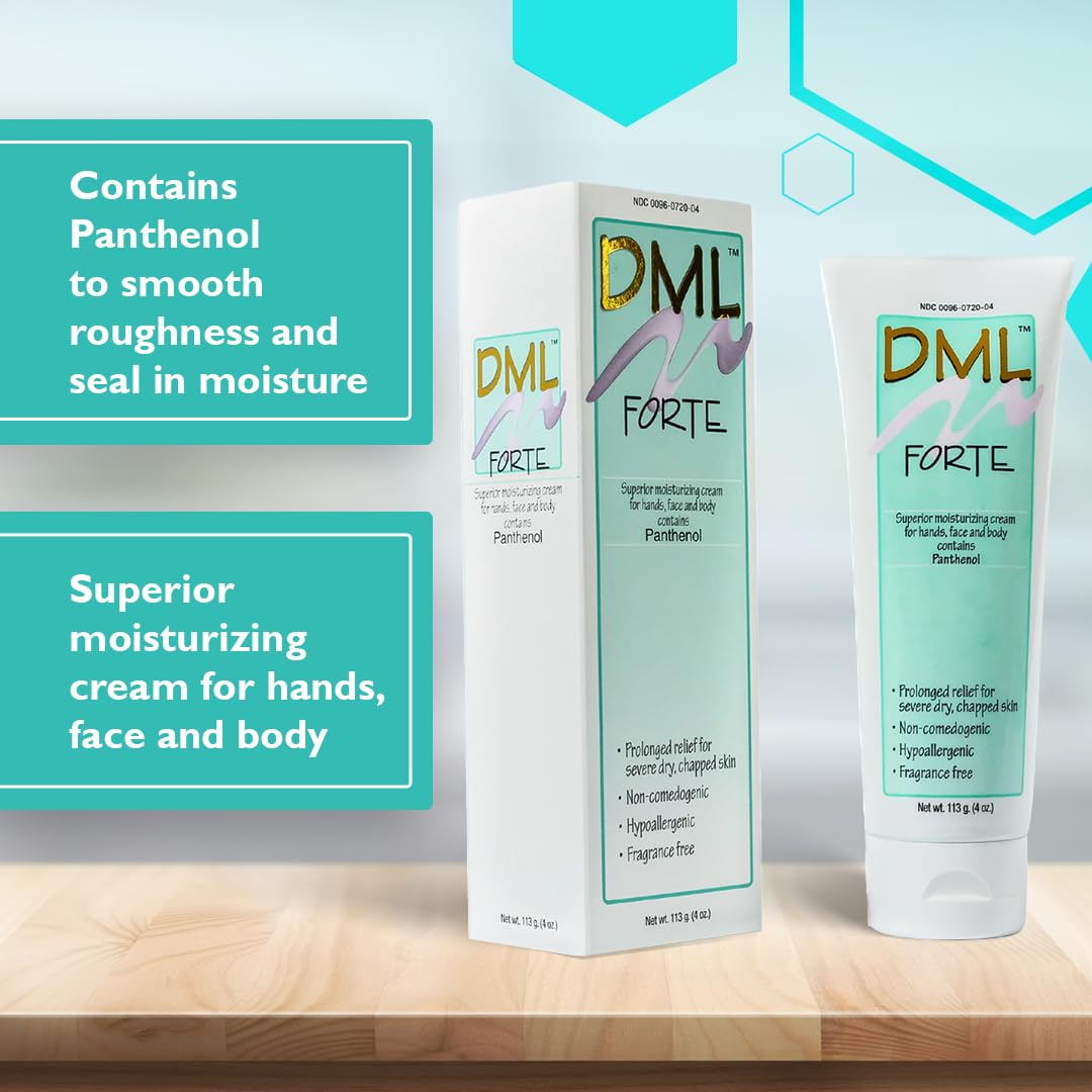 DML cream texture close-up highlighting panthenol-rich smoothness for fast absorption