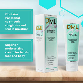 DML cream texture close-up highlighting panthenol-rich smoothness for fast absorption