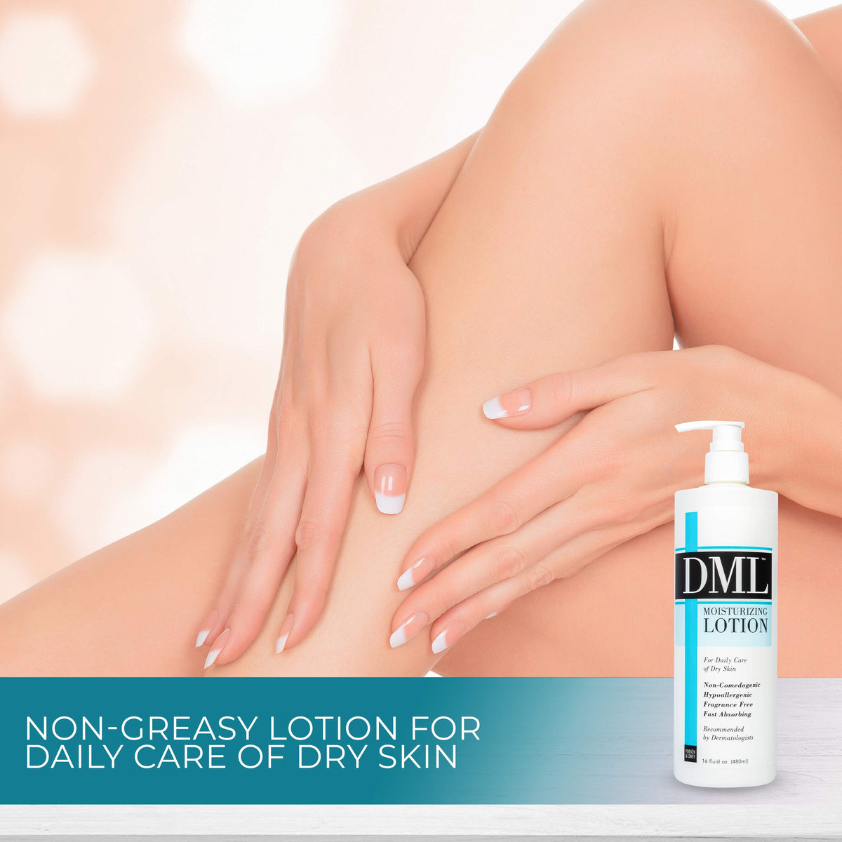 Applying DML lotion to elbow to hydrate dry skin quickly