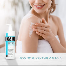 DML lotion in bathroom setting promoting daily skincare routine