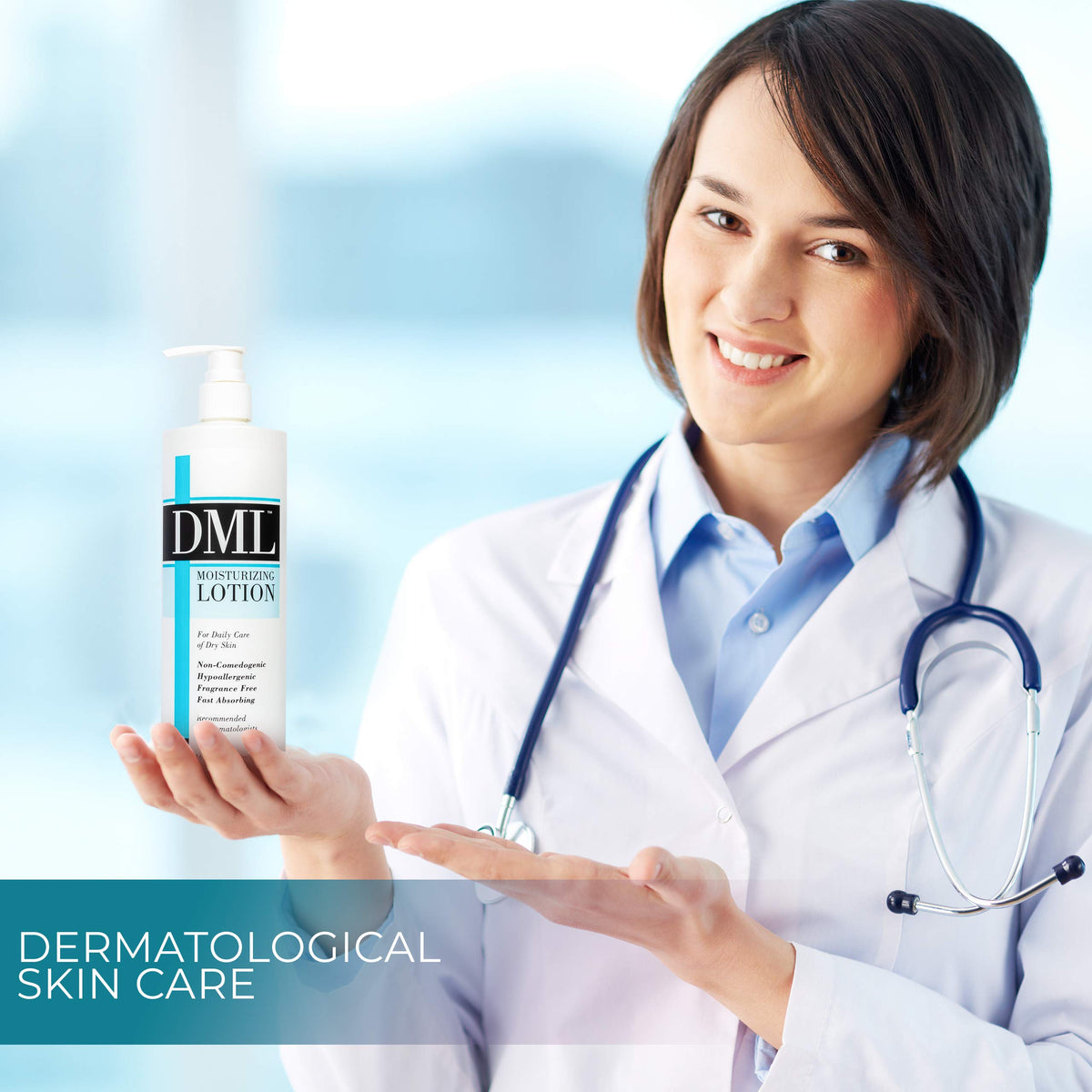 Close-up of DML lotion texture showing smooth, fast-absorbing finish