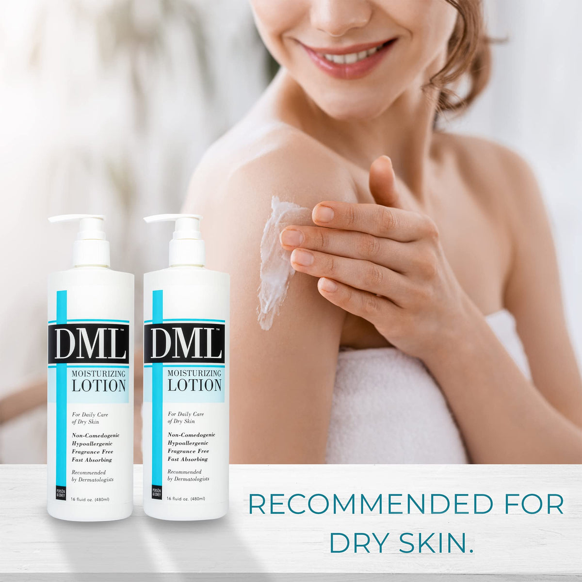 DML lotion being pumped showing hygienic dispensing and controlled amount