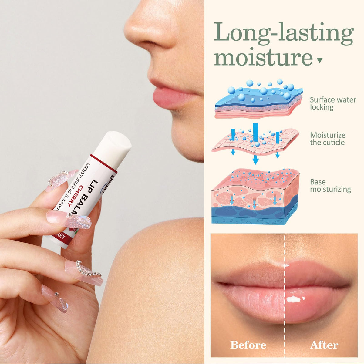 Dmsky close-up texture of balm emphasizing smooth moisturizing finish