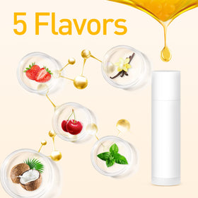 DMSKY flavor guide inside the box highlighting cherry mint strawberry coconut and vanilla benefits