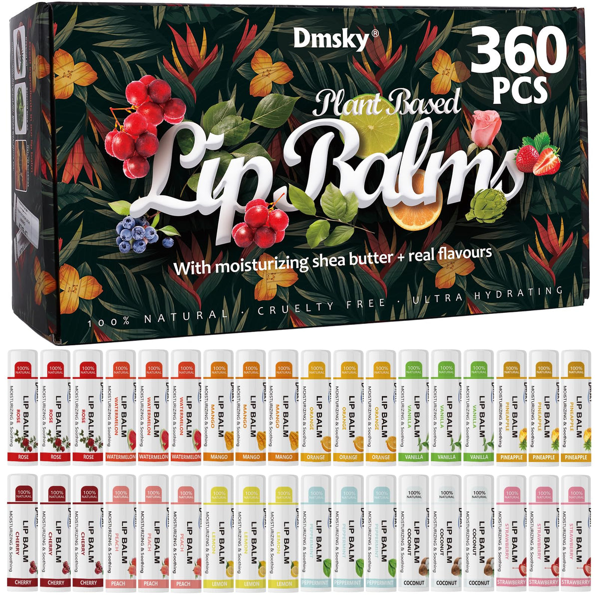 Dmsky front packaging showing full 360 count and flavor variety, ideal for bulk needs