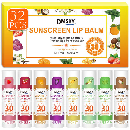Dmsky front packaging showing 32-count bulk and SPF 30 protection benefit