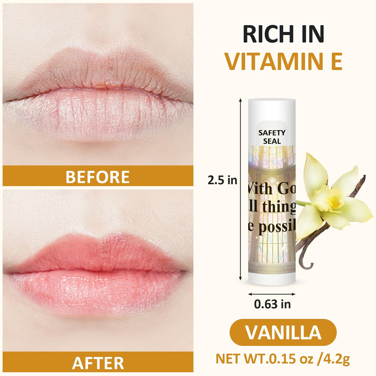 Dmsky open tube with creamy vanilla balm visible, demonstrating smooth application