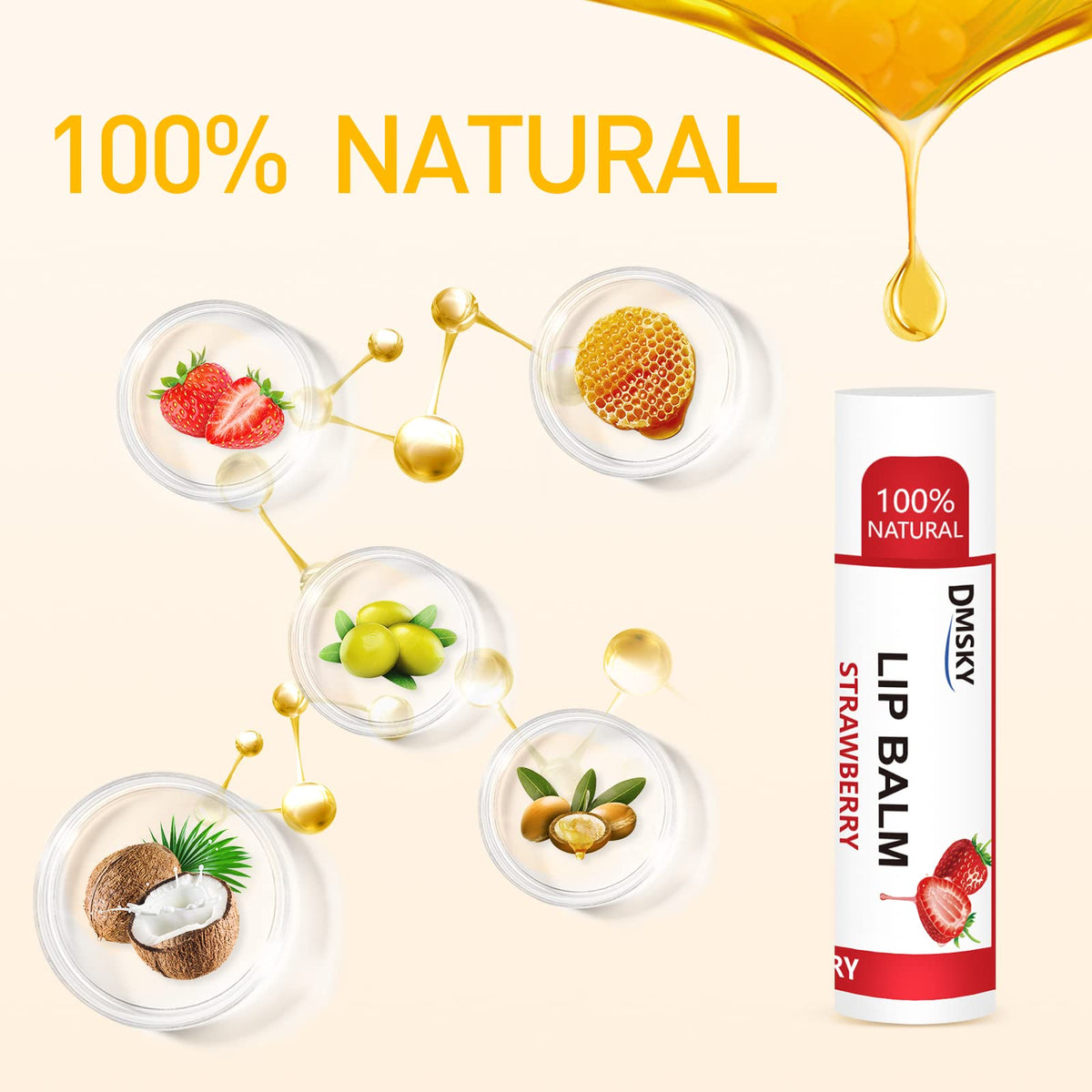 Dmsky tube label detail focusing on natural beeswax ingredients and benefits