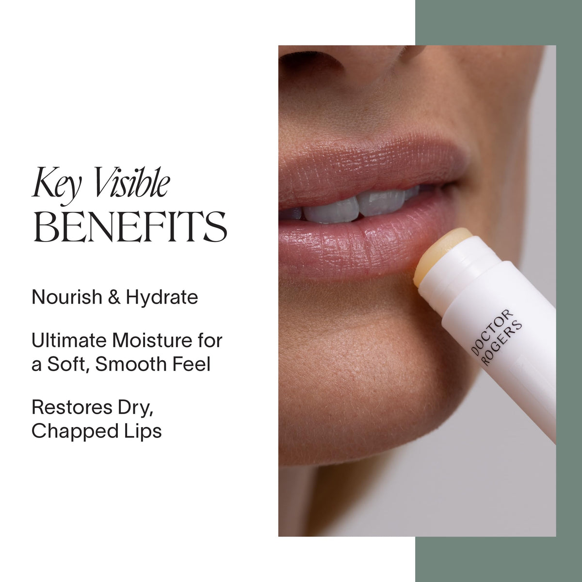 Doctor Rogers lip balm open showing smooth texture for instant hydration