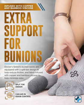 Doctor's Select close-up of gel cushion protecting bunion area for pressure relief