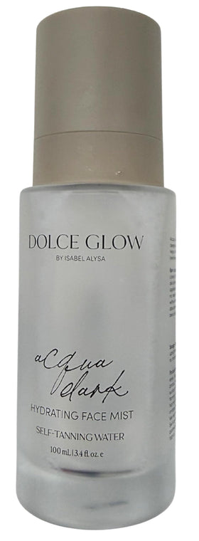 Dolce Glow mist over finished makeup illustrating setting spray use and long-lasting glow
