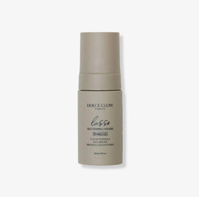 Dolce Glow front packaging showing travel-size 3.4 oz mousse and sheet masque for easy packing