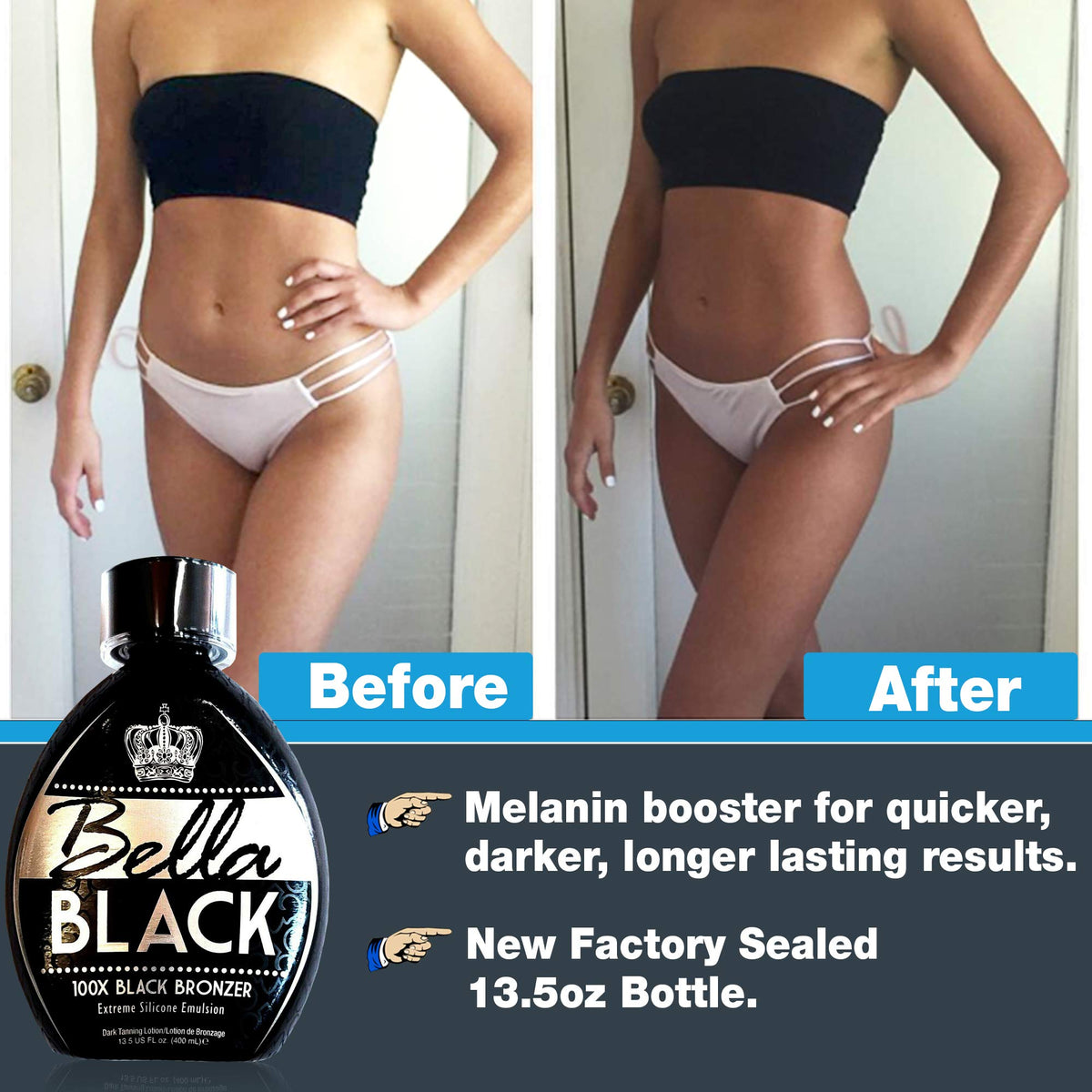 Dolce Vita Bella Black 13.5oz bottle scale comparison showing travel-friendly size