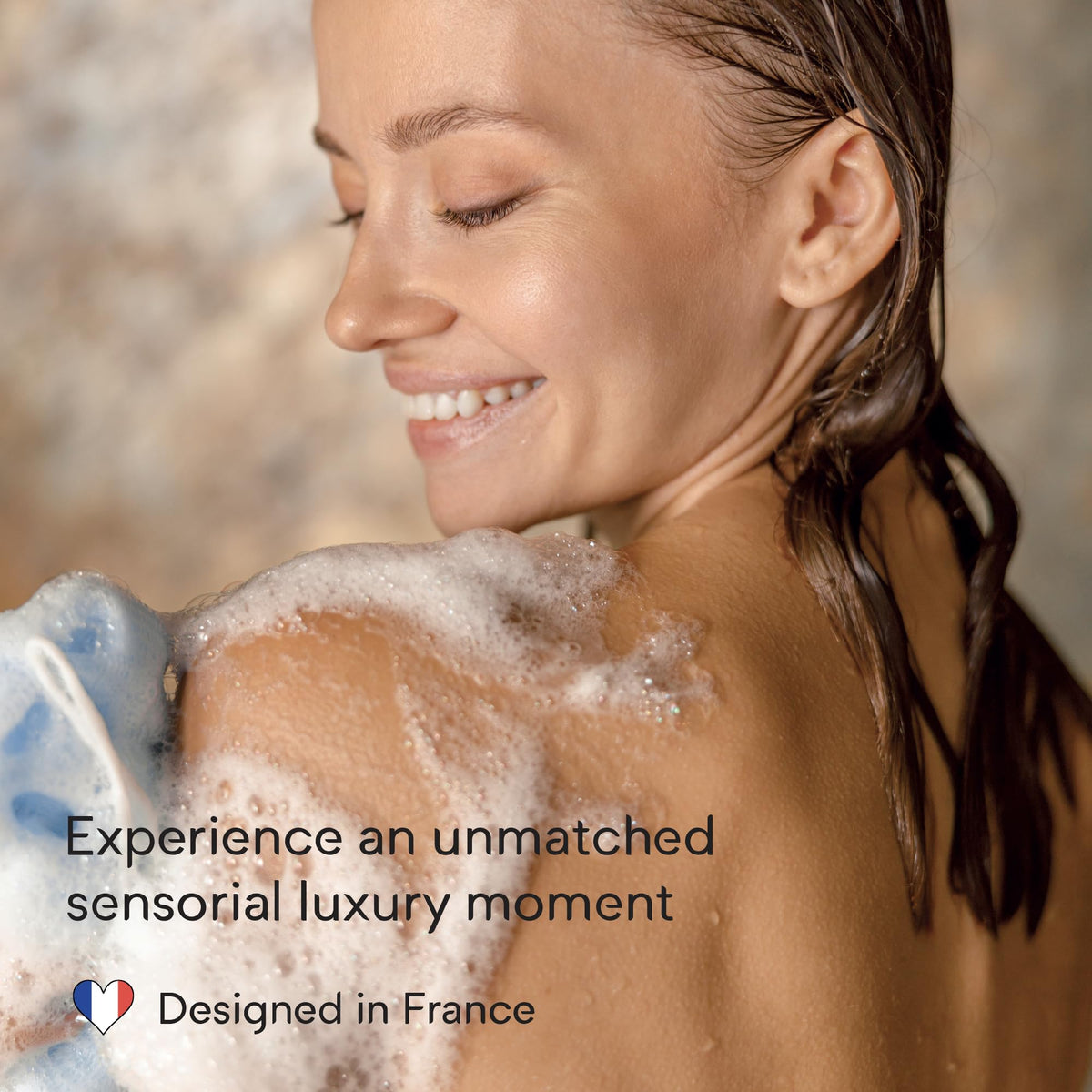Doliderm pouring into palm in shower demonstrating creamy application and quick rinse-off benefit