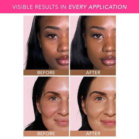 DOLL 10 foundation being buffed onto skin showing smooth, airbrushed effect