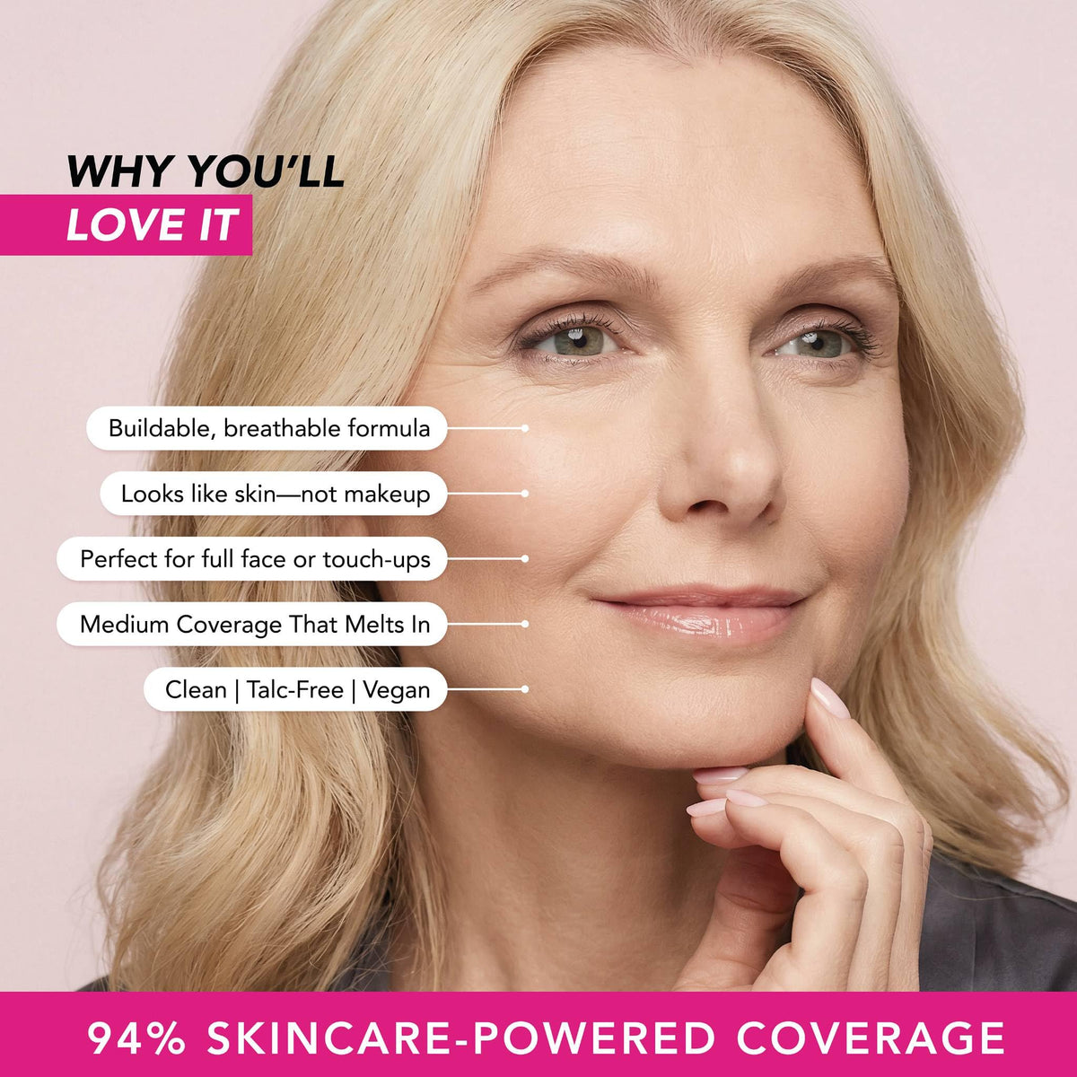 DOLL 10 applying stick directly to skin for targeted medium coverage
