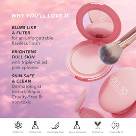 DOLL 10 under-eye demo using powder to reduce shine and brighten the under-eye area
