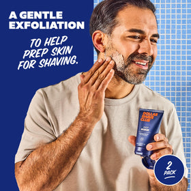 Dollar Shave Club scrub texture on hand showing exfoliant particles and conditioning feel