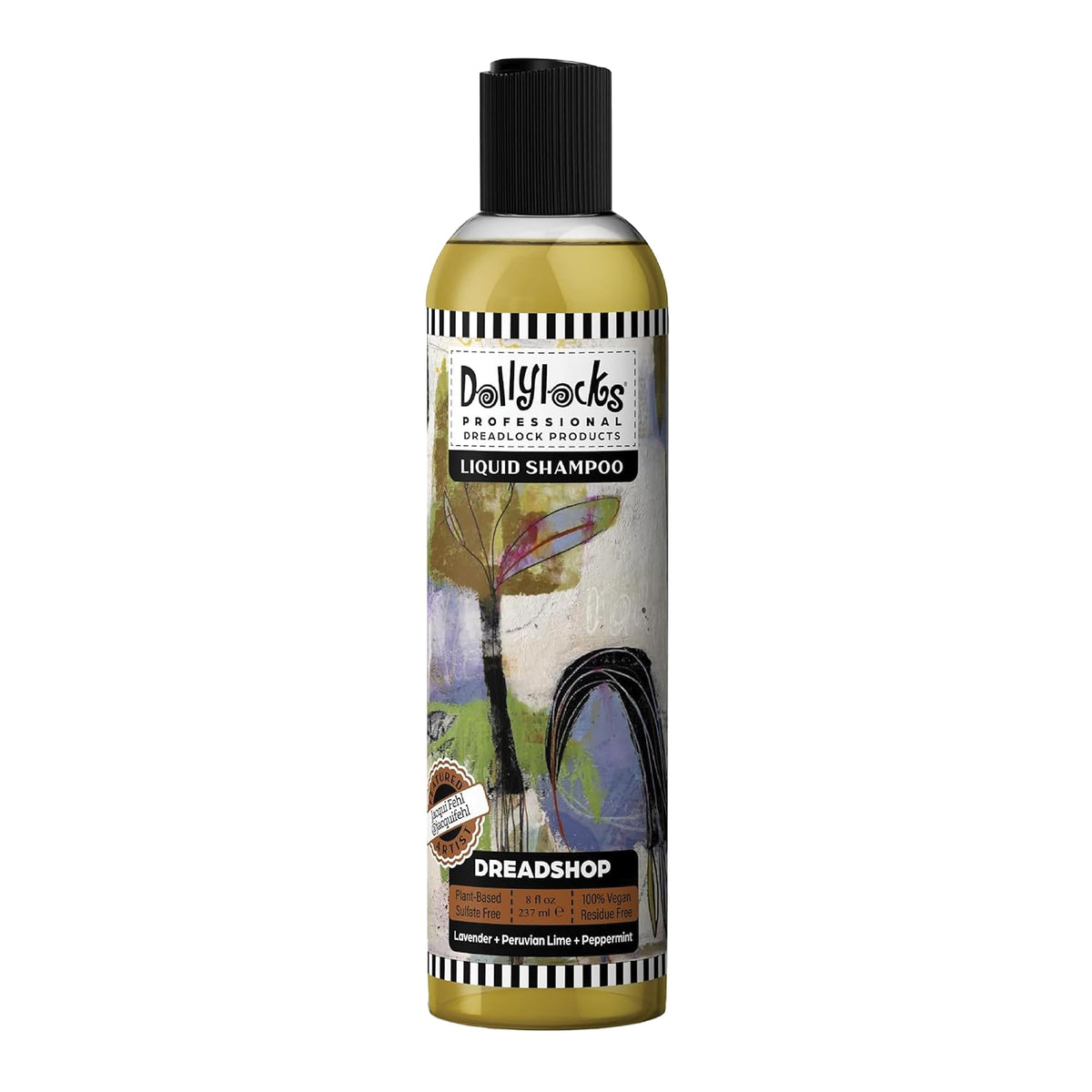 Dollylocks front packaging showing 8oz bottle and scent for fresh clean locs