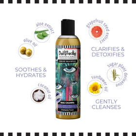 Dollylocks label close-up showing plant-based ingredients and certifications