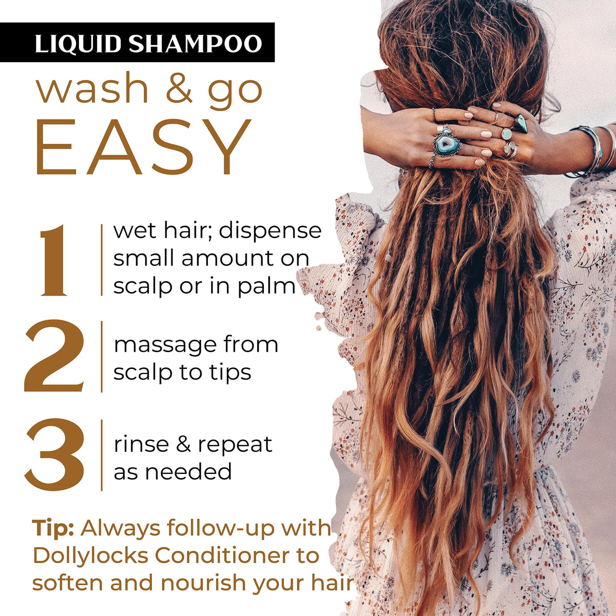 Dollylocks shampoo lather on textured hair showing gentle cleanse and slip