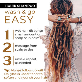 Dollylocks shampoo lather on textured hair showing gentle cleanse and slip