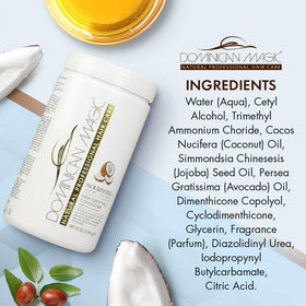 Dominican Magic bottle on bathroom shelf styled to suggest salon-quality at-home treatment