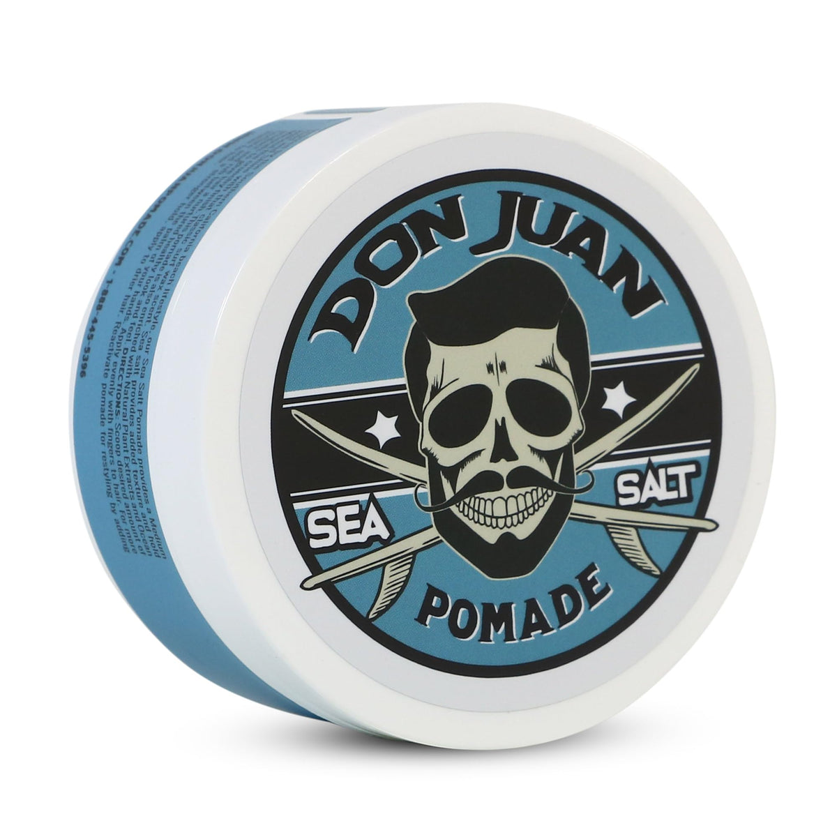 Don Juan pomade front jar shot showing brand and clean beach styling