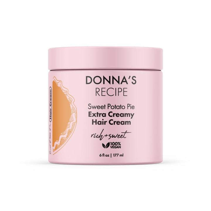 Donna's Recipe front jar showing sweet potato pie hair cream benefits