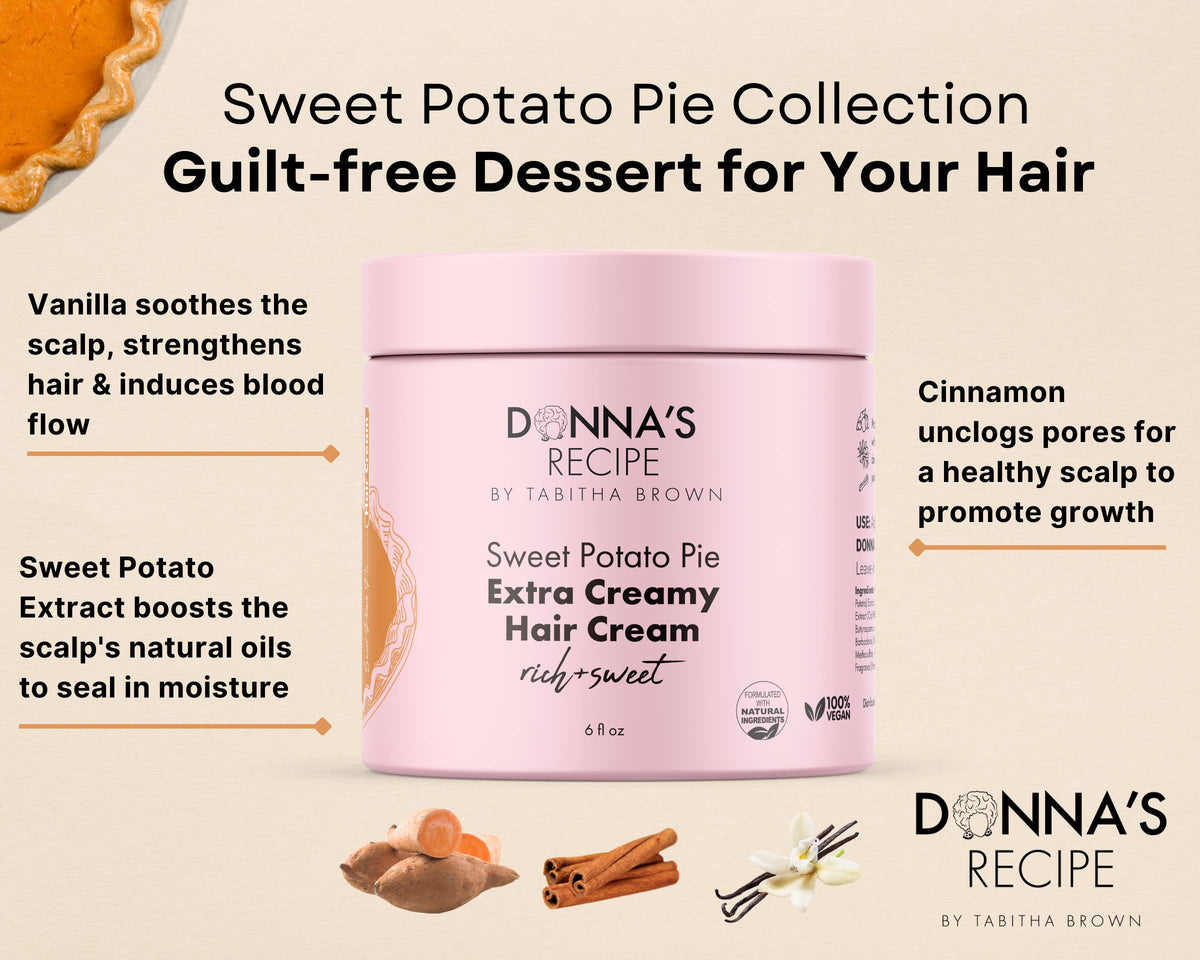 Donna's Recipe natural ingredients including vanilla cinnamon and sweet potato