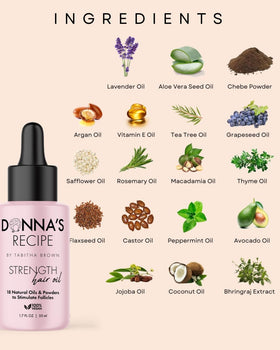 Donna's Recipe oil texture on palm illustrating lightweight absorbency and non-greasy finish