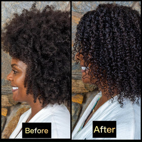 Donna's Recipe applied to wet hair during styling, demonstrating curl definition