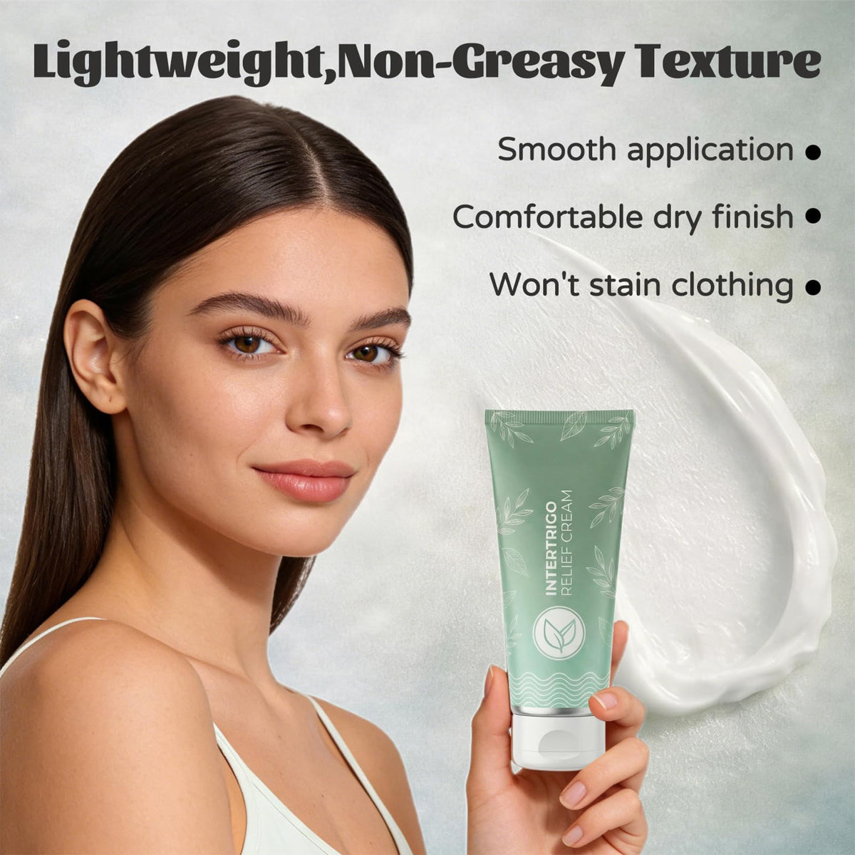 dooeka being applied under-breast to reduce friction and discomfort