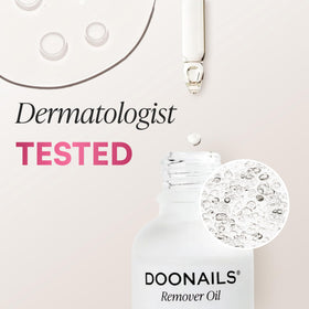 DOONAILS label close-up showing ingredient clarity and gentle care benefit