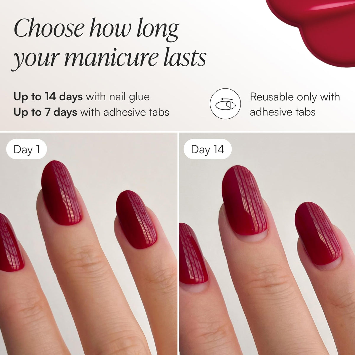 DOONAILS lifestyle shot with outfit showing salon-quality results for events