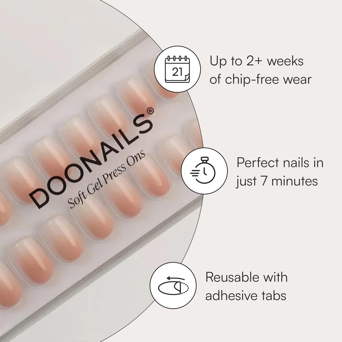DOONAILS display of 30 nails in 15 sizes offering a tailored fit for each nail