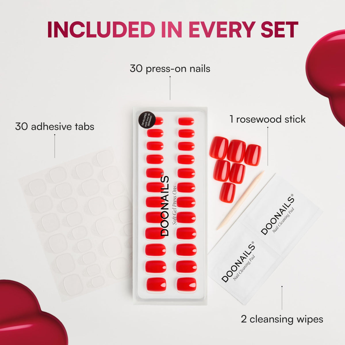 DOONAILS press-on nail in hand showing size and real-life scale for accurate fit