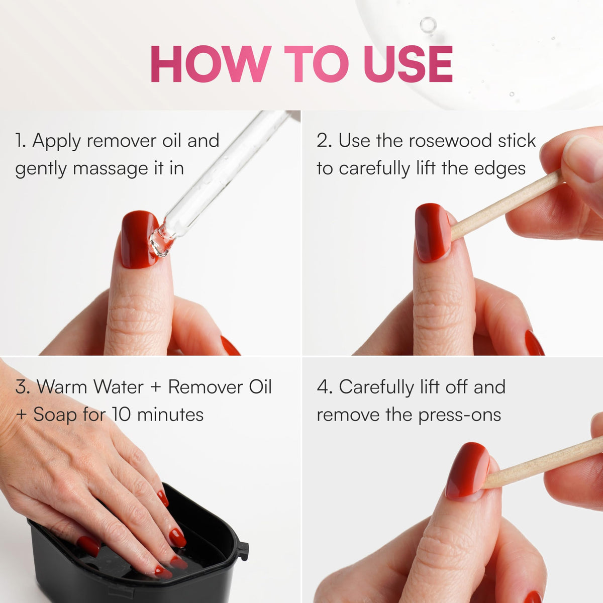 DOONAILS in use loosening a press-on nail for effortless, damage-free removal